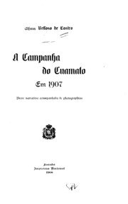 Capa do livro A campanha do Cuamato em 1907: breve narrativa acompanhada de photographias