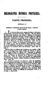 Capa do livro Bibliographia historica portugueza, au, Catalogo methodico dos auctores portuguezes, é de alguns ...