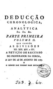 Capa do livro Deducção chronologica, e analytica. Pt.1, na qual se manifestão pela successiva serie de cada ...