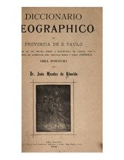 Capa do livro Diccionario geographico da provincia de S. Paulo: precedido de um estudo sobre a estructura da ...