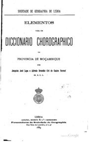 Capa do livro Elementos para um diccionario chorographico da provincia de Mozambique