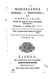 Capa do livro Miscellanea curioza e proveitoza, ou, Compilação, tirada das melhores obras ...