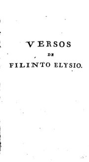 Capa do livro Versos de Filinto Elysio..