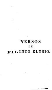 Capa do livro Versos de Filinto Elysio..
