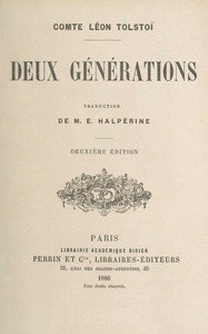 Capa do livro Deux générations